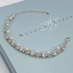 Arianna Gewebtes Perlen- und Kristall-Hochzeitsarmband ARW092* Geschenke Für Brautjungfern | Geschenke Für Die Braut