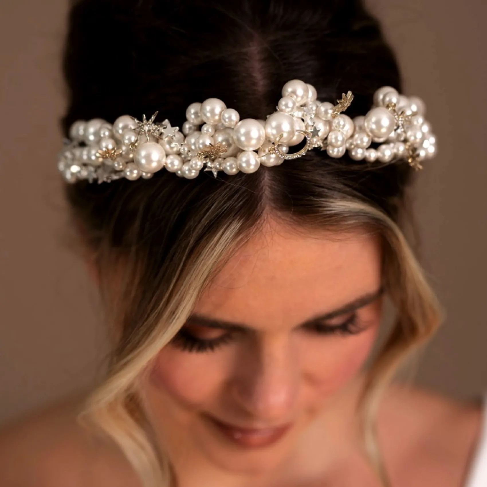 Arianna Himmlische Perle verschönert Braut Stirnband AR716* Perlen-haarschmuck | Gold-haar-accessoires