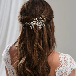 Arianna Mira Perlen- und Kristall-Haarkamm AR614* Perlen-haarschmuck | Silberne Haar-accessoires