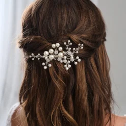 Arianna Mira Perlen- und Kristall-Haarkamm AR614* Perlen-haarschmuck | Silberne Haar-accessoires