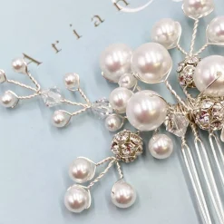 Arianna Mira Perlen- und Kristall-Haarkamm AR614* Perlen-haarschmuck | Silberne Haar-accessoires