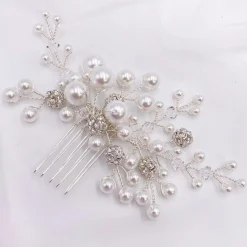 Arianna Mira Perlen- und Kristall-Haarkamm AR614* Perlen-haarschmuck | Silberne Haar-accessoires