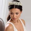 Arianna Mira Statement Perle und Kristall Tiara AR613* Perlen-haarschmuck | Silberne Haar-accessoires