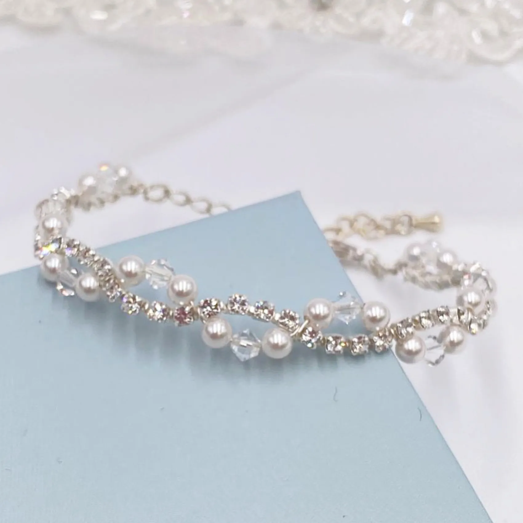 Arianna Perlen- und Diamanten-Hochzeitsarmband ARW093* Geschenke Für Brautjungfern | Geschenke Für Die Braut