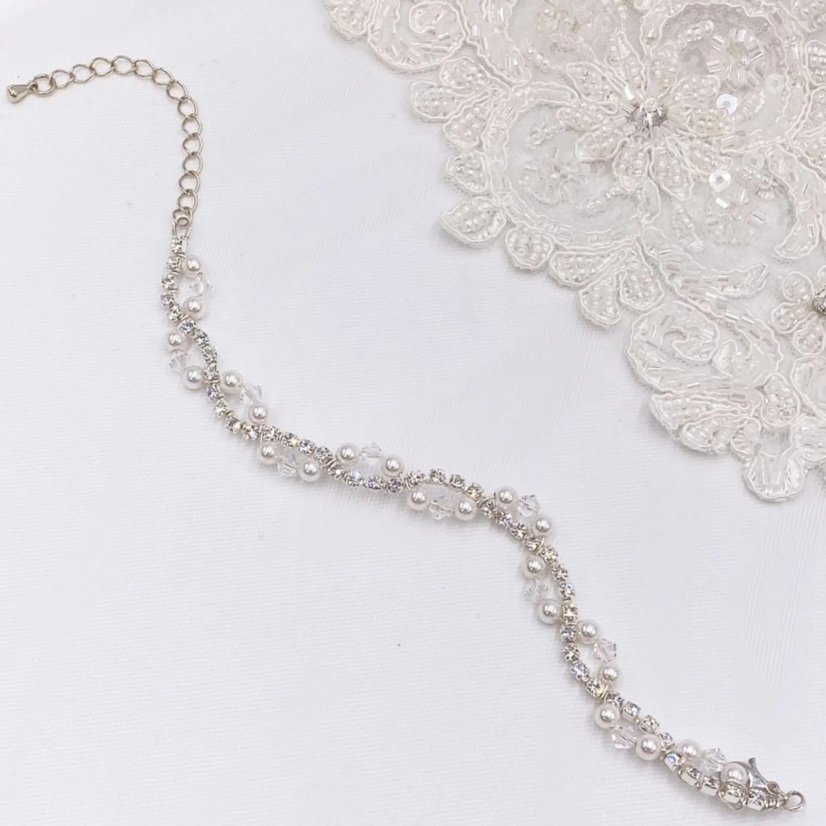 Arianna Perlen- und Diamanten-Hochzeitsarmband ARW093* Geschenke Für Brautjungfern | Geschenke Für Die Braut