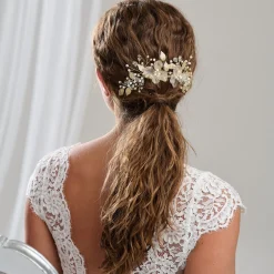Arianna Statement Blumen und Blätter Haarkamm AR787* Perlen-haarschmuck | Gold-haar-accessoires