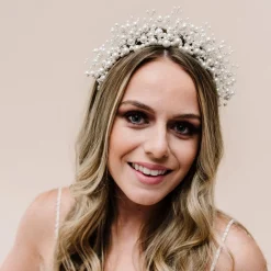 Arianna Unvergängliches Statement Perlen Tiara AR598* Perlen-haarschmuck | Silberne Haar-accessoires