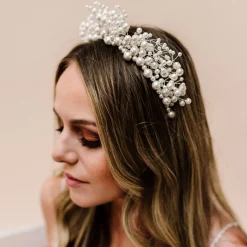 Arianna Unvergängliches Statement Perlen Tiara AR598* Perlen-haarschmuck | Silberne Haar-accessoires