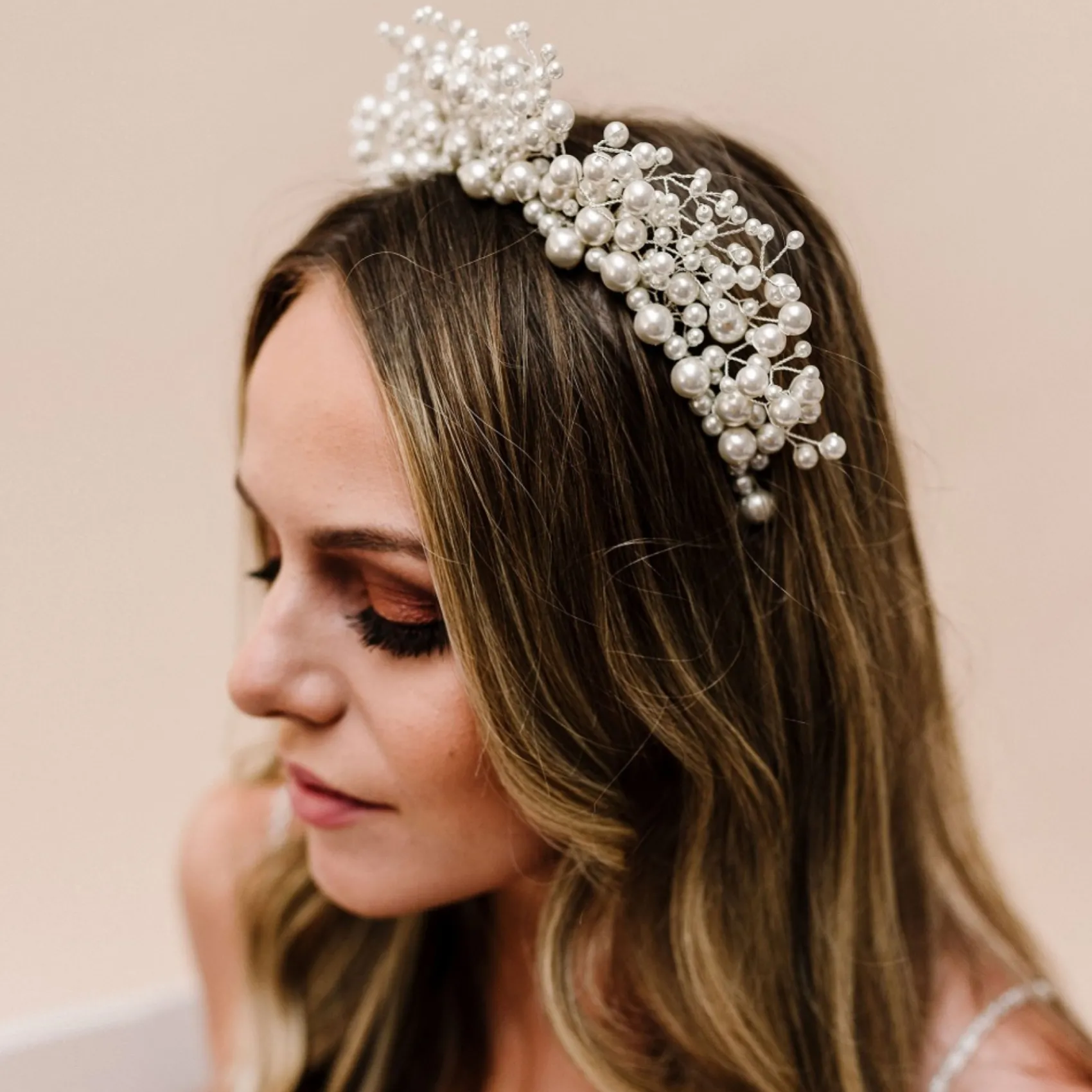 Arianna Unvergängliches Statement Perlen Tiara AR598* Perlen-haarschmuck | Silberne Haar-accessoires