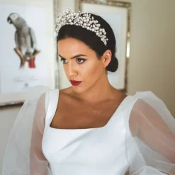 Arianna Unvergängliches Statement Perlen Tiara AR598* Perlen-haarschmuck | Silberne Haar-accessoires
