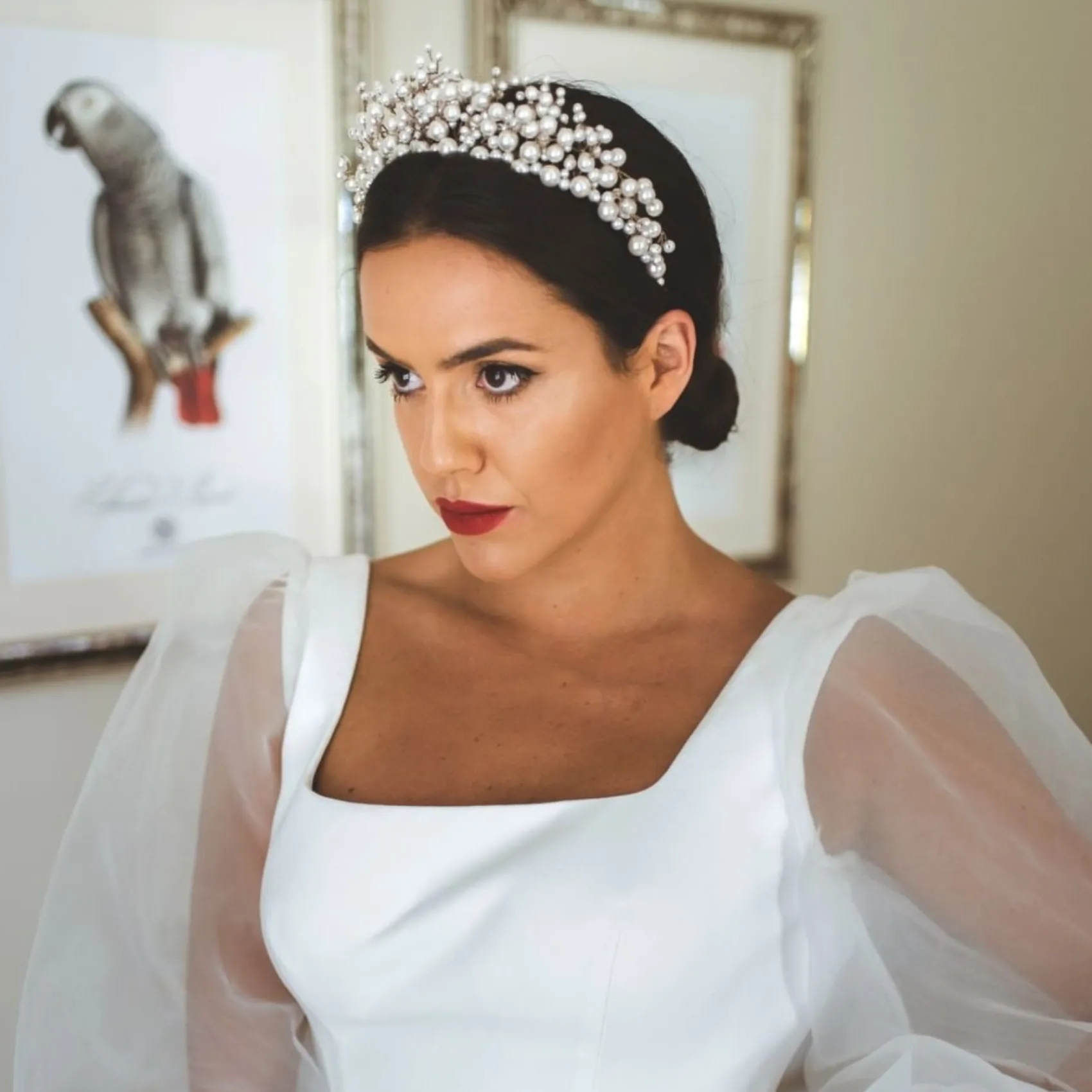 Arianna Unvergängliches Statement Perlen Tiara AR598* Perlen-haarschmuck | Silberne Haar-accessoires