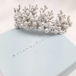 Arianna Unvergängliches Statement Perlen Tiara AR598* Perlen-haarschmuck | Silberne Haar-accessoires