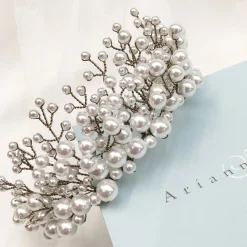 Arianna Unvergängliches Statement Perlen Tiara AR598* Perlen-haarschmuck | Silberne Haar-accessoires