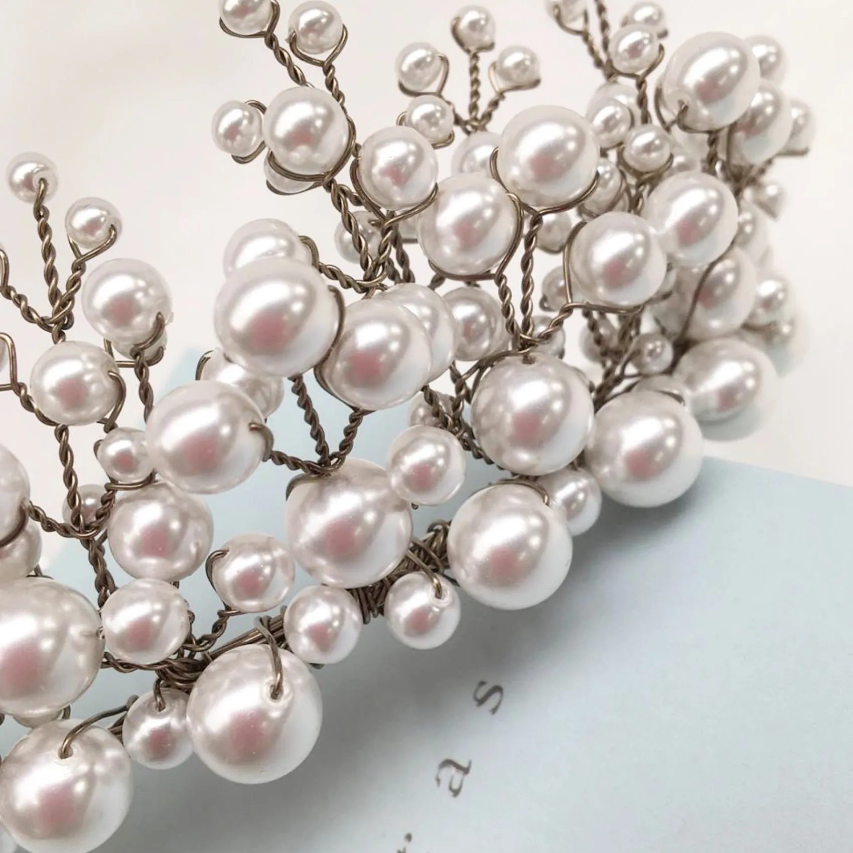 Arianna Unvergängliches Statement Perlen Tiara AR598* Perlen-haarschmuck | Silberne Haar-accessoires