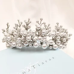 Arianna Unvergängliches Statement Perlen Tiara AR598* Perlen-haarschmuck | Silberne Haar-accessoires