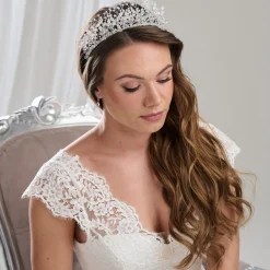 Arianna Zara Anweisung Kristall verschönert Tiara AR762* Haarschmuck Aus Kristall | Silberne Haar-accessoires