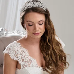 Arianna Zara Anweisung Kristall verschönert Tiara AR762* Haarschmuck Aus Kristall | Silberne Haar-accessoires