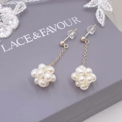 Lace & Favour Arieta Süßwasserperlen-Cluster-Kette Tropfenohrringe* Geschenke Für Die Mutter Des Bräutigams | Geschenke Für Die Mutter Der Braut