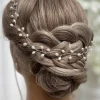 Lace & Favour Aruba lange zarte Perle Hochzeit Haarsträhne (Silber)* Perlen-haarschmuck | Silberne Haar-accessoires
