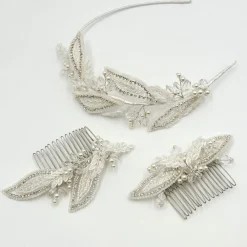 Beads & Beyond Astoria Vintage inspiriert Perlen Blätter Seite Stirnband* Vintage-kopfbedeckungen | Haarschmuck Aus Kristall