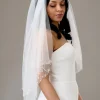 Twilight Designs Atlanta Zweistufiger Schleier mit Perlen und Kristalltropfen* Zweistufiger Schleier | Fingerspitzen-schleier