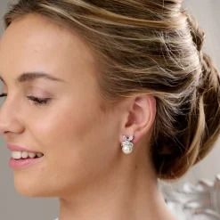 Lace & Favour Ava Kristall-Blätter und Perlen-Ohrringe zur Hochzeit* Geschenke Für Brautjungfern | Silberner Hochzeitsschmuck