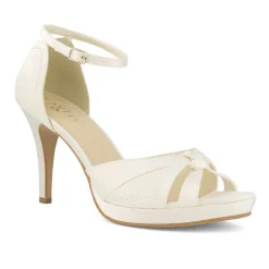 Avalia Shoes Avalia Alba Elfenbein Satin und Spitze Peep Toe Plattform Sandalen* Hochzeitsschuhe | Hochhackige Schuhe