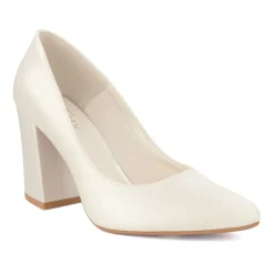 Avalia Shoes Avalia Astra Elfenbein Satin spitze Blockabsatz Schuhe* Hochzeitsschuhe | Geschlossene Zehen Hochzeitsschuhe