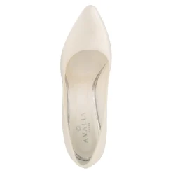 Avalia Shoes Avalia Astra Elfenbein Satin spitze Blockabsatz Schuhe* Hochzeitsschuhe | Geschlossene Zehen Hochzeitsschuhe