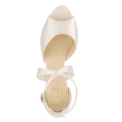 Avalia Shoes Avalia Cindy Elfenbein Satin Kreuz Riemen Blockabsatz Plattform Sandalen* Hochzeitsschuhe | Hochhackige Schuhe