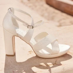 Avalia Shoes Avalia Dilmar Gold Schimmer Riemchen Blockabsatz Plateau Sandalen* Goldene Ballschuhe | Abschlussball-sandalen
