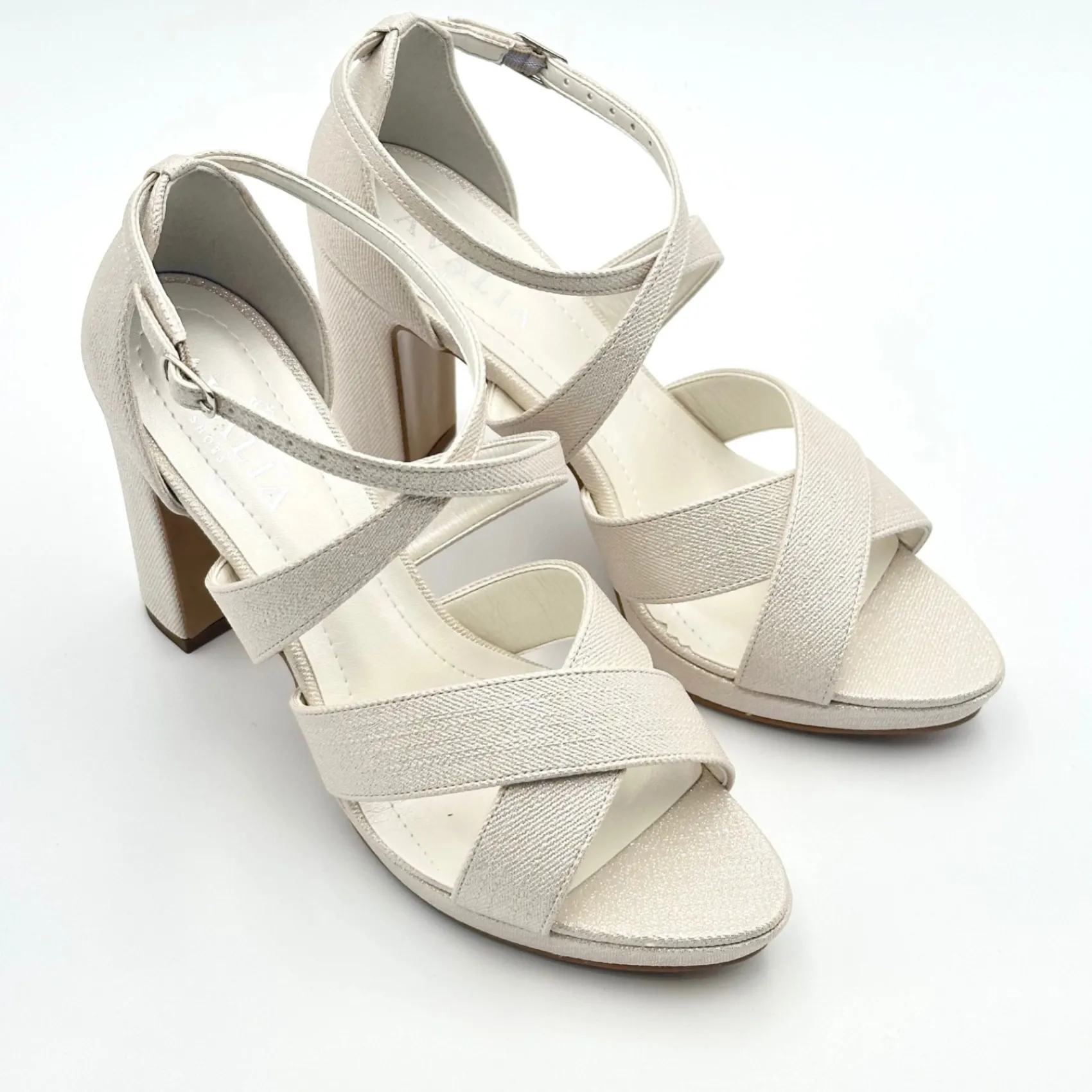 Avalia Shoes Avalia Dilmar Gold Schimmer Riemchen Blockabsatz Plateau Sandalen* Goldene Ballschuhe | Abschlussball-sandalen
