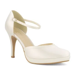 Avalia Shoes Avalia Dona Elfenbein Satin Knöchelriemen Plateau Schuhe* Hochzeitsschuhe | Hochhackige Schuhe