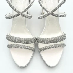 Avalia Shoes Avalia Flavia Elfenbein Satin Riemchen Diamante Plattform Sandalen* Glitzernde Ballschuhe | Weiße Ballschuhe