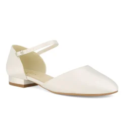 Avalia Shoes Avalia Sissi Elfenbein Satin flache Hochzeitsschuhe mit Knöchelriemen* Hochzeitsschuhe | Flache Hochzeitsschuhe