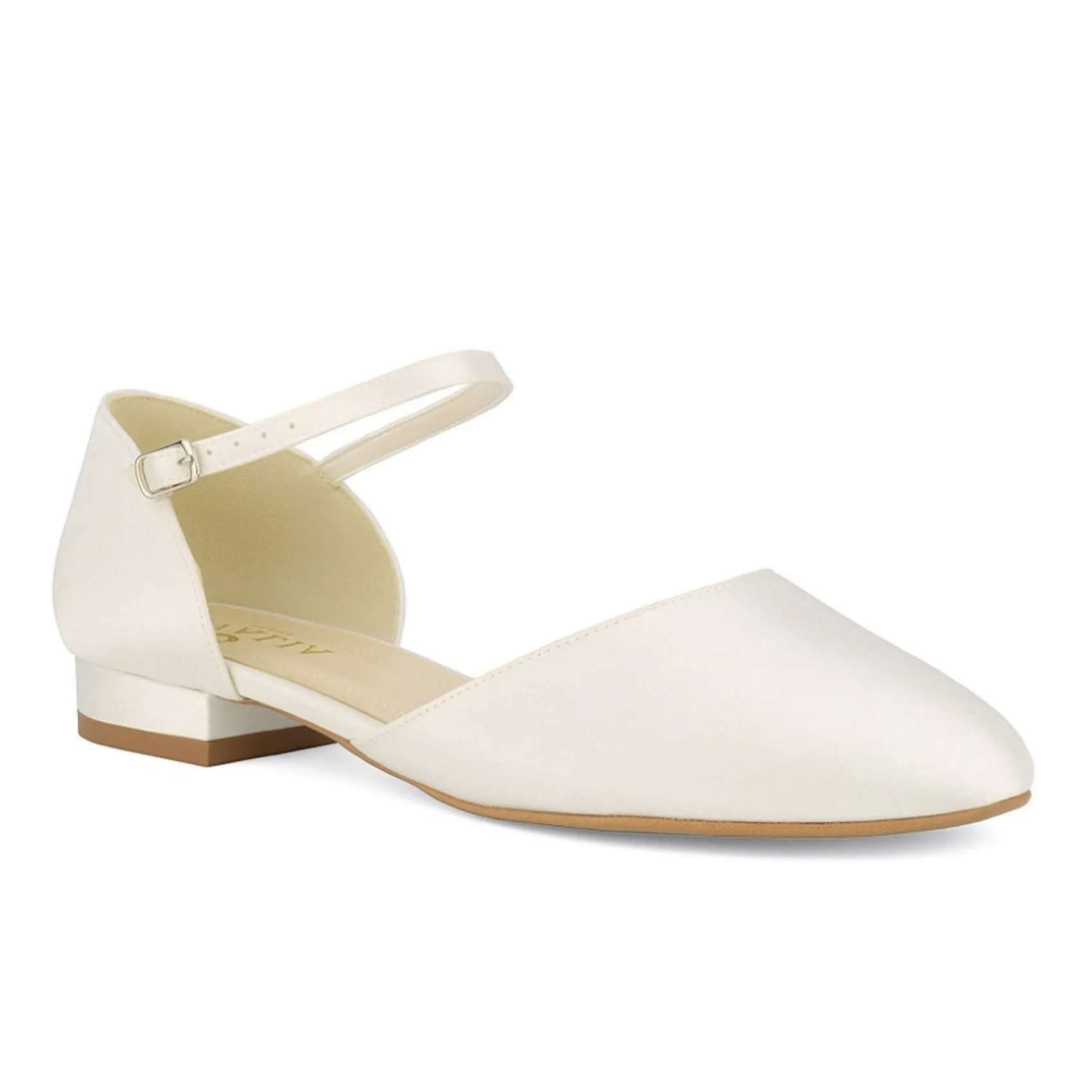 Avalia Shoes Avalia Sissi Elfenbein Satin flache Hochzeitsschuhe mit Knöchelriemen* Hochzeitsschuhe | Flache Hochzeitsschuhe