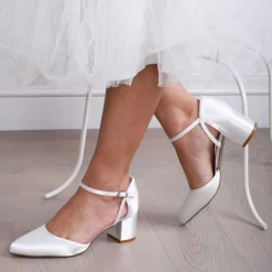 Paradox London Aviana Einfärbbar Elfenbein Satin Niedrig Blockabsatz Knöchelriemen Gericht Schuhe* Hochzeitsschuhe | Schuhe Mit Niedrigem Absatz