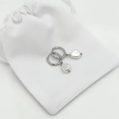 Lace & Favour Bali Silber Süßwasser Perle Huggie Hoop Ohrringe* Geschenke Für Brautjungfern | Geschenke Für Die Braut