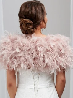 Beverly Hills Bardot Blush Pink Straußenfeder Brautstola* Federstolen & Umhänge | Hochzeitsumhänge & Tücher