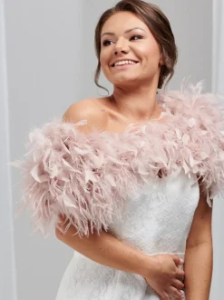 Beverly Hills Bardot Blush Pink Straußenfeder Brautstola* Federstolen & Umhänge | Hochzeitsumhänge & Tücher