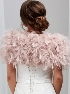 Beverly Hills Bardot Blush Pink Straußenfeder Brautstola* Federstolen & Umhänge | Hochzeitsumhänge & Tücher