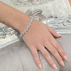 Lace & Favour Beaumont Cubic Zirkonia Hochzeitsarmband | L&F* Silberner Abschlussball-schmuck | Prom Armbänder