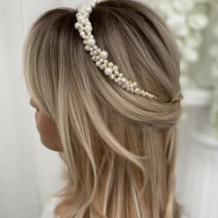 Poirier Bella Süßwasser Perle Gold Hochzeit Stirnband | Lace & Favour* Perlen-haarschmuck | Gold-haar-accessoires