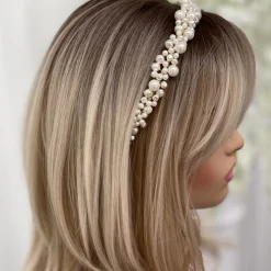 Poirier Bella Süßwasser Perle Gold Hochzeit Stirnband | Lace & Favour* Perlen-haarschmuck | Gold-haar-accessoires