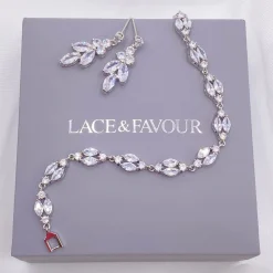 Lace & Favour Berkeley Delicate Cubic Zirkonia Hochzeitsarmband (Silber)* Silberner Abschlussball-schmuck | Prom Armbänder