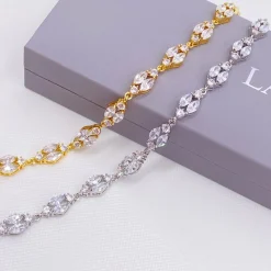 Lace & Favour Berkeley Delicate Cubic Zirkonia Hochzeitsarmband (Silber)* Silberner Abschlussball-schmuck | Prom Armbänder