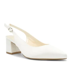 Paradox London Bessy Färbbare Elfenbein Satin Breite Passform Slingback Niedrige Blockabsätze* Schuhe Für Die Mutter Der Braut | Hochzeitsschuhe