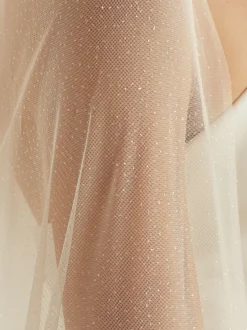 Bianco Evento Bianco einstufige Glitter Tüll Kapelle Schleier S363* Einstufige Schleier | Kapelle Länge & Kathedrale Schleier