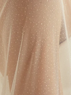 Bianco Evento Bianco einstufiger Glitzertüll bodenlanger Schleier S361* Einstufige Schleier | Bodenlange Schleier
