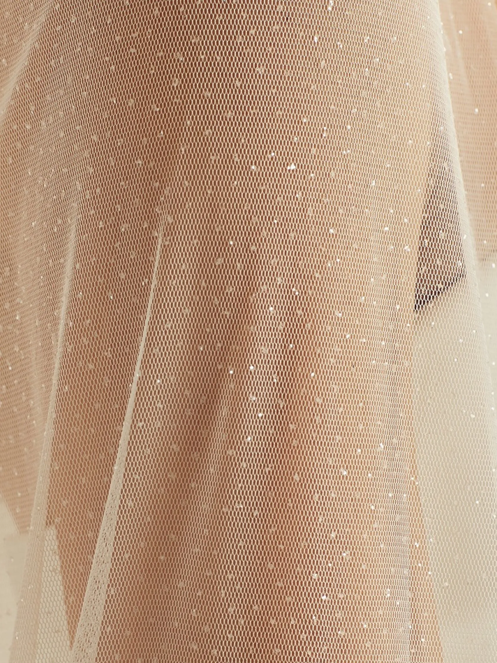 Bianco Evento Bianco einstufiger Glitzertüll bodenlanger Schleier S361* Einstufige Schleier | Bodenlange Schleier